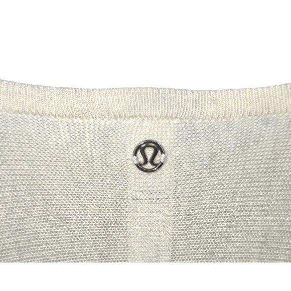 Lululemon Athletica HiLo Knit Top Sz 4 Oversized Cream Ribbed Long Sleeves RARE - Picture 4 of 8